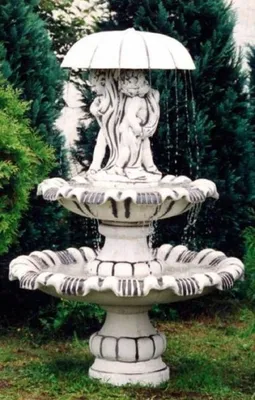 Produktbild von Casa Padrino Jugendstil Springbrunnen Weiß / Grau Ø 129 x H. 180 cm - Prunkvoller Gartenbrunnen - Gartendeko Brunnen - Barock & Jugendstil Garten Deko Accessoires