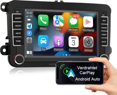 Produktbild von Carplay 2+32G 7 Zoll WIFI Autoradio GPS NAVI BT Für Golf Passat Seat Jetta SWC DAB bluetooth 4core swc