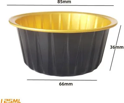 Produktbild von 10er Aluminiumformen Bäckformen Puddingformen Herstellbare Kleine Backformen Papierdose - Schwarz & Gold