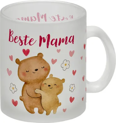 Produktbild von Bären Mutter und Kind Glas Tasse mit Spruch Beste Mama