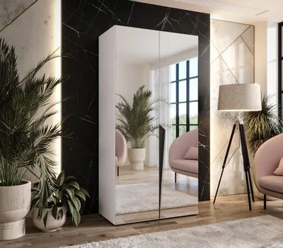Produktbild von Spiegelschrank 100 cm SORAYA 3 - weiß / schwarzer Griff