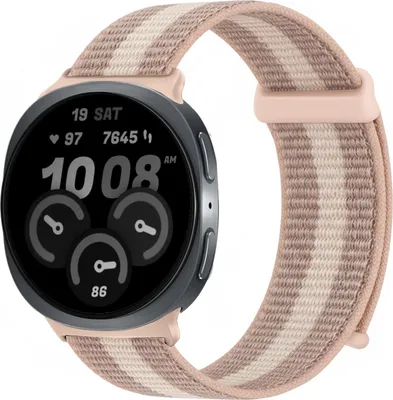 Produktbild von Smartwatch Armband für Samsung Galaxy Watch8 40mm Nylon Textil Band Ersatzband Wechselband Klettverschluss flexibel atmungsaktiv Rosa