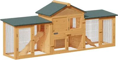 Produktbild von CADOCA® Kaninchenstall 2stöckig 204x45x84cm Lauframpen Garten Hasenkäfig Kleintiergehege Hühnerstall Nagergehege