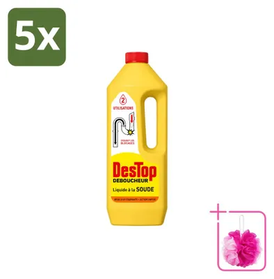 Produktbild von 5 x Destop Soda-Abflussreiniger - flüssig - 1 l - Sparpackung - 5 Stücke