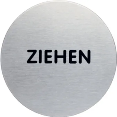 Produktbild von Türschild, Ziehen, Edelstahl, Ø 65 mm, 1 Stk.