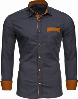 Produktbild von Reslad Herren Hemd Exklusiv Two Tone Look Langarmhemd RS-7205 Anthrazit L