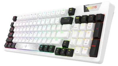 Obrázok produktu pre Mechanická herná klávesnica, tichá, odolná, s podsvietením, biela a čierna