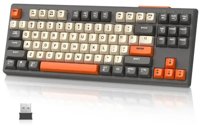 Image de Clavier de jeu sans fil Bluetooth 5.0 et 2,4 GHz - 87 touches TKL avec touches en PBT - Éclairage RGB - Compatible ordinateur et MacBook