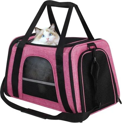 Produktbild von Famanu Reisetransportbox für Katzen und kleine Hunde - Atmungsaktive Tragetasche mit Netzfenster