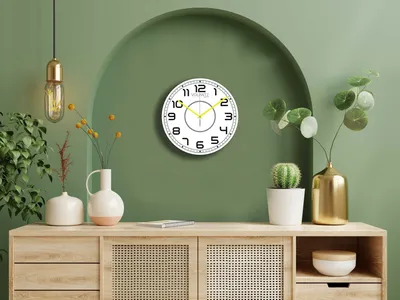 Produktbild von Opviq, 261212 - Byz20Sarı, Dekorative Wanduhr, Weiß, 100 % KUNSTSTOFF, 30 x 30 cm