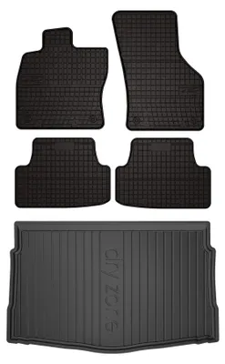 Productafbeelding van Rubberen automatten + kofferbakmat voor Volkswagen Golf VIII vanaf 2019 (hatchback) – 5-delig, zwart, op maat – Wielganizator SolidPRO