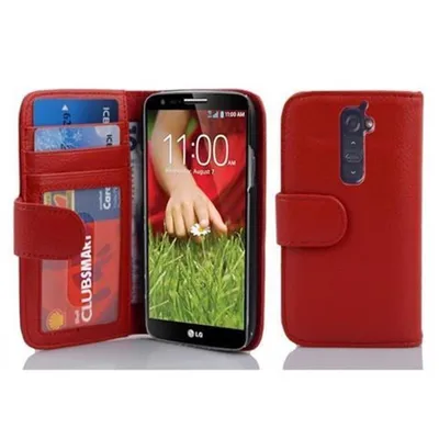 Image de Cadorabo Housse pour LG G2 en rouge Backcover Housse de protection pour téléphone portable Book Case Booklet Porte-cartes