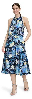 Produktbild von Vera Mont Damen Cocktailkleid mit Stehkragen 42, Dunkelblau/Blau