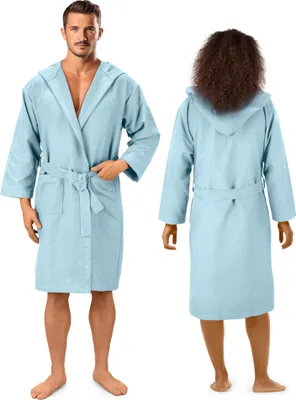 Produktbild von JEMIDI Sauna Bademantel für Damen und Herren lang - Mikrofaser Bademantel für Herren - Uni Saunamantel mit Kapuze - Morgenmantel Männer und Frauen