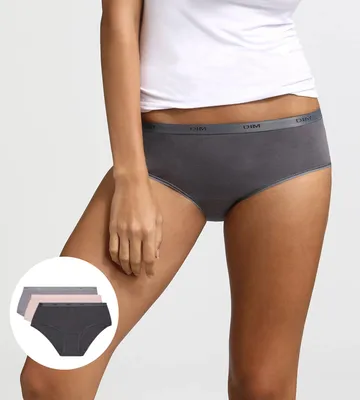 Image de Dim shorty lot de 3 Ecodim Coton stretch boxer taupe/rose/gris femmes