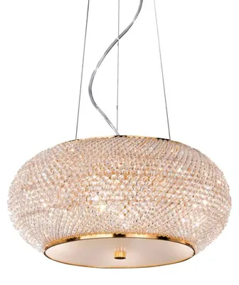 Produktbild von Pasha' Zeitgenössische Hängeleuchte Metall-Kristall Gold 6 Lichter E14