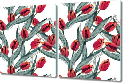 Produktbild von Glas Schneidebrett Herdabdeckplatten Schneideplatten - 2x 40x52 cm - Tulpen Floral