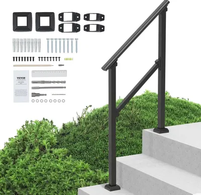 Produktbild von 2-3 Handrails for Outdoor for Seniors Porch Deck Black Square Tube Steel