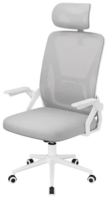 Image de Chaise de bureau ergonomique, réglable en hauteur, revêtement en maille respirante, pivotant à 360° avec fonction bascule, gris