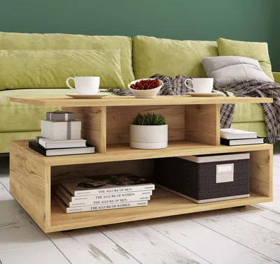 Produktbild von VCM Holz Couchtisch | Sofatisch mit ausreichend Stauraum | Maße ca. H. 40 x B. 80 x T. 50 cm | Wohnzimmertisch - Esila