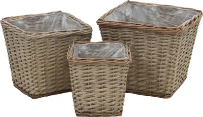 Produktbild von "im Sonderangebot"Garten-Pflanzgefäß/Hochbeet Moderne - Pflanzkübel - Blumentopf 3-tlg. Weide mit PE-Auskleidung NEU486779 - Beete
