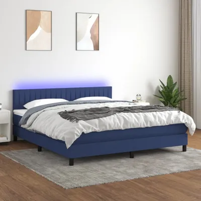 Produktbild von [Home] Boxspringbett mit Matratze & LED Blau 160x200 cm Stoff , Neue Mode 2024 im häuslichen Leben