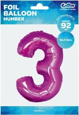 Produktbild von Folienballon Zahl 3 Rosa 92cm - (Party, Luftballons)