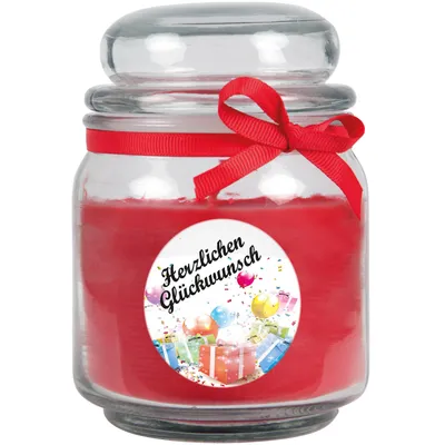 Productafbeelding van Geurkaars in glazen vaas, rozengeur – Verjaardagsgeschenken, bonbonvaas medium met deksel, brandduur van ongeveer 70 uur, cadeau-decoratie