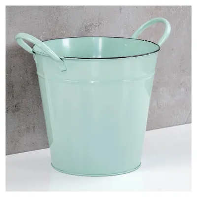 Produktbild von Pflanztopf Metall Eimer H19cm Grün Blumentopf Pflanzkübel Mint Garten Deko Blumenkübel