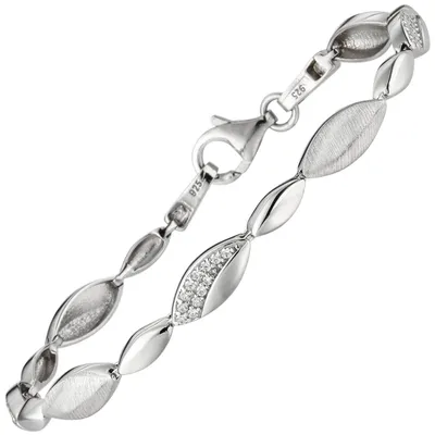 Produktbild von Armband aus 925 Silber mit 36 Zirkonia 19cm Armschmuck Armkette matt-glänzend