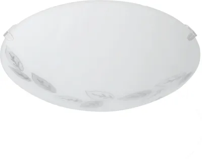 Produktbild von EGLO Deckenlampe Mars, 1 flammige Wandleuchte, Deckenleuchte aus Stahl, Farbe: Weiß, Glas: Weiß satiniert Motiv Blätter, Fassung: E27