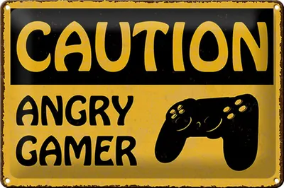Produktbild von Blechschild Spruch 30x20cm caution angry gamer Vorsicht wütender
