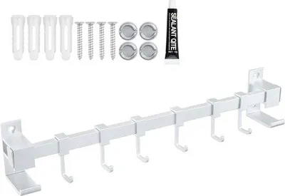 Produktbild von Famanu Hakenregal mit 6 beweglichen Haken - Silber