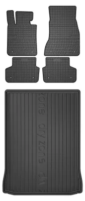 Image de Tapis en caoutchouc + bac de coffre pour BMW 5 G30 2017-2023 (berline) – 5 pièces, noirs, sur mesure