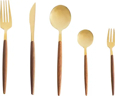 Produktbild von BELIANI Besteck-Set Gold Edelstahl Kunststoff 30-teilig für 6 Personen Messer Löffel Gabel Teelöffel Obstgabel Modernes Design