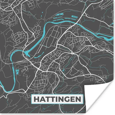 Produktbild von MuchoWow® Poster Stadtplan - Hattingen - Deutschland - Karte 100x100 cm - Babyzimmer