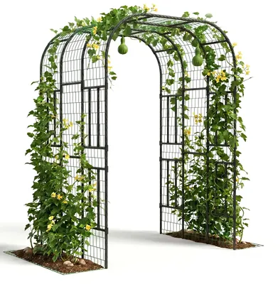 Obrázek produktu pro Ocelová oblouková konstrukce pro popínání rostlin – 220 cm. Ideální pro popínavé rostliny a růže. Vhodná jako dekorace pro venkovní svatby a oslavy. Barva: černá
