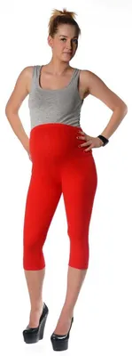 Produktbild von Umstandsleggings 3/4 Baumwolle Schwangerschaft Bauchbund EU Rot 2XL/44