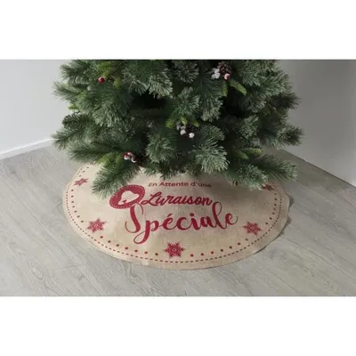Produktbild von FEERIC LIGHTS & CHRISTMAS Bedruckter Jutetannen-Teppich - D 90 cm