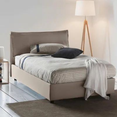 Produktbild von Talamo Italia Bett 1,5 Plätz Desirée Grau inkl. Matratze
