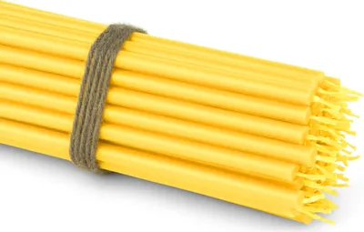 Produktbild von 50x Stabkerzen Gelb Rußfrei Tropffrei dünn L 16cm Premium Paraffinwachs 36258