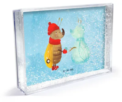 Produktbild von Mr. & Mrs. Panda Objektrahmen Nachtfalter Schneemann - Eisblau - Geschenk, Bilderrahmen, Winterzeit, Mini-Bilderrahmen, Weihnachtsgruß, Fotorahmen Acryl, Weihnachten