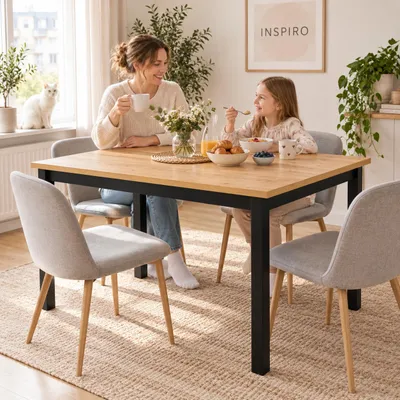 INSPIRO Esstisch im Esszimmer – Platz für gemeinsame Mahlzeiten, KI-generiertes Bild