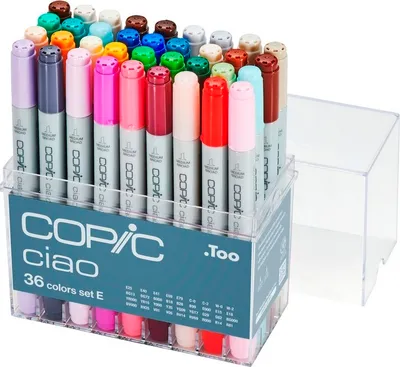 Immagine prodotto di Pennarelli ad alcool COPIC Ciao bifacciali Pennello e scalpello 36 pezzi, base E
