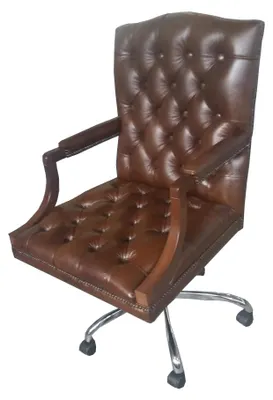 Zdjęcie produktu dla Krzesło biurowe Chesterfield, krzesło obrotowe, fotel biurowy, fotel skórzany KING, obrotowe krzesło