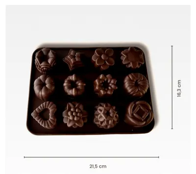 Produktbild von Mini Muffinform für 12 Stück, Silikonform für kleine Cupcakes, antihaft Muffin Backform, Muffinförmchen in Blume und Herz, Schokoladen- und Pralinenform aus Silikon