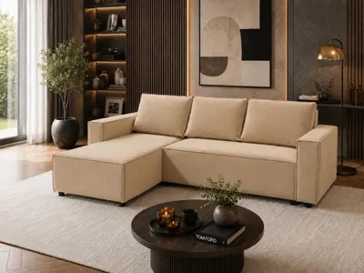 Obrázek produktu pro FurMeb24 Moderní rohová pohovka LINO, tvar L, rozměry 230 x 140 cm, levá strana, s možností rozložení na lůžko a úložným prostorem – potah Magic Velvet, barva 2244