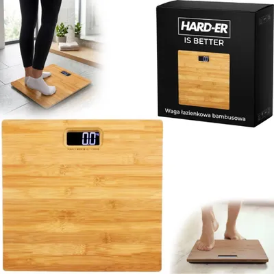 Image de Pèse personne numérique bamboo jusqu’à 180 kg, mesure précise 100 g, écran LCD et mise en marche automatique