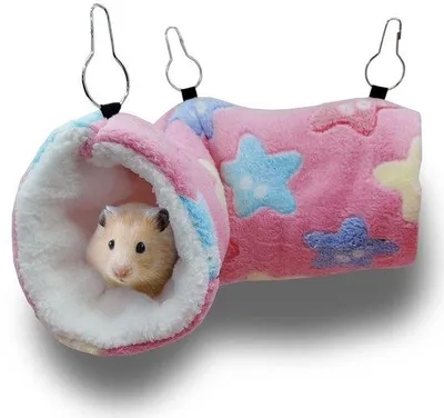 Productafbeelding van Cavia hangmat hangtunnelbed - roze - voor kleine dieren - comfortabele schuilplek - ShopVlot
