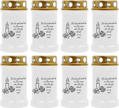 Image de Bougie funéraire - Pack de 8 - Blanc 40h ( couvercle or ) - Bougie